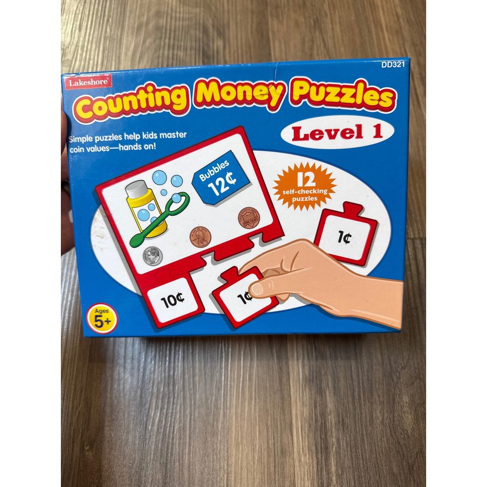 Lakeshore Counting Money Puzzles Level 1 Kids Blue Red Educational Math Game